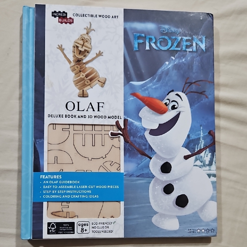 Disney Frozen Olaf 3D Wood Model Kit Book Collectible New